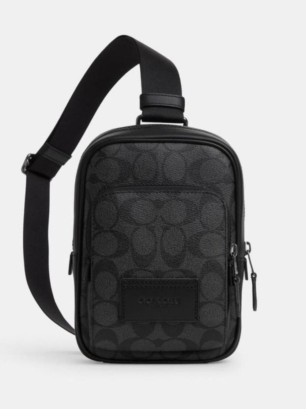 Coach Men’s Black Signature Canvas Sling Bag